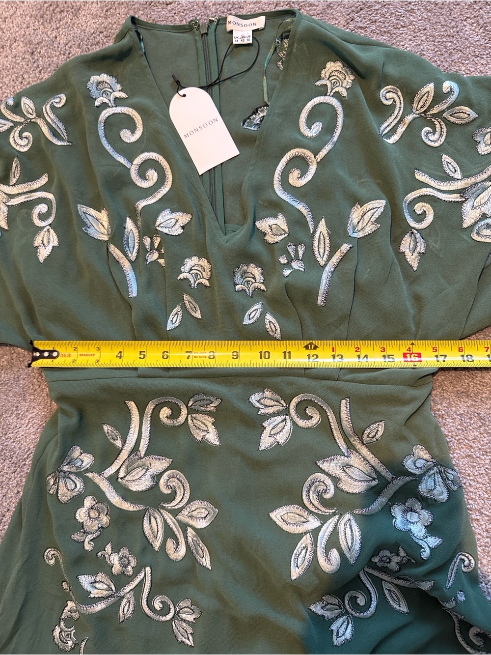 NWT Monsoon London Embroidered Kimono Sleeve Midi Dress - Picture 5 of 13